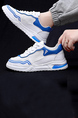 White Blue Leather Round Toe Platform Breathable Rubber Shoes