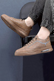 Brown Leather Round Toe Platform Board Waterproof Non-Slip Casual Shoes