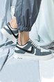 Gray Leather Round Toe Platform Casual Sneakers Rubber Shoes