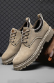 Gray Rice Leather Round Toe Platform Breathable Cargo Shoes