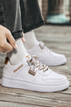 White Leather Round Toe Platform Sport And Casual Breathable Shoes