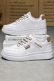 White Leather Round Toe Platform Sport And Casual Breathable Shoes