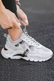 White Leather and Mesh Round Toe Platform Summer Breathable  Casual