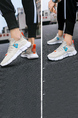 White Mesh Round Toe Platform Breathable Trendy Sports Shoes