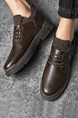 Brown Leather Round Toe Platform Thick Bottom Leather Shoes