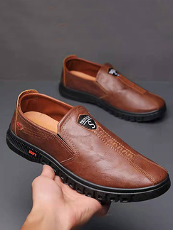 Brown Leather Round Toe Platform Comfortable Leather Shoes Light