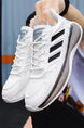 White Leather and Mesh Round Toe Platform Wear-resistant Rubber Soft-soled Running Shoes