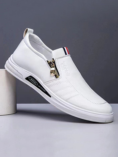 White Leather Round Toe Platform Breathable Fashion Business Foot Set Men's Casual Shoes