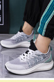 Gray Mesh Round Toe Platform Lace Up Breathable Sports Shoes