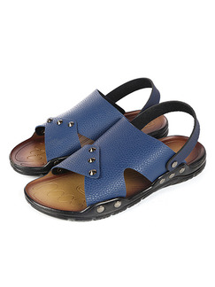 Blue Leather Open Toe Platform Ankle Strap Comfort 3cm Sandals
