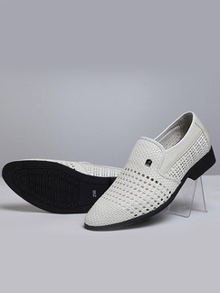 White and Black Leather Round Toe Platform Perforated Comfort 3cm Loafers