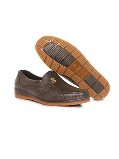 Brown PVC Round Toe Platform Slip On 3cm Men Shoes