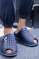 Blue PVC Peep Toe Platform 2cm Perforated Slippers