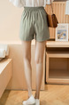 Grey Band Adjustable Waist Wide-Leg One Quarter Shorts for Casual