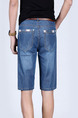 Blue Denim Straight Pocket Linking Clear Line Half Men Shorts for Casual