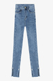 Blue Denim Three Quarter Length Pants for Casual
