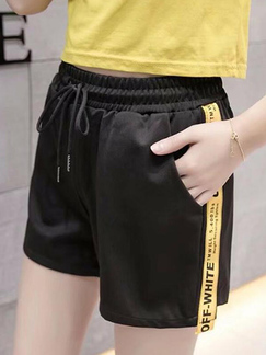 Black and Yellow Loose Linking Side Stripe Band Shorts for Casual Sporty