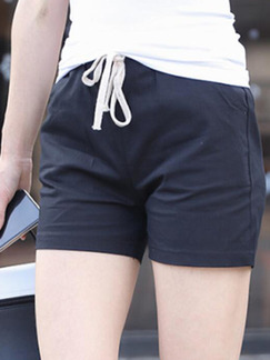 Black Slim Band Shorts for Casual