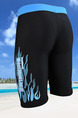 Blue and Black Trunks Contrast Located Printing Polyester Swim Shorts Swimwear