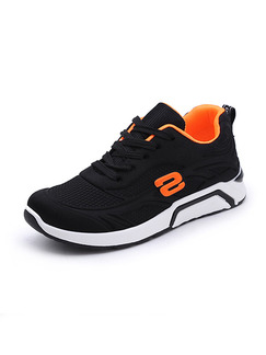 Black and White Orange Polyester Round Toe Platform Lace Up 3cm Rubber Shoes