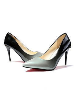 Black Gray Leather Pointed Toe Platform 10cm Stiletto Heels for Office Evening Party Cocktail