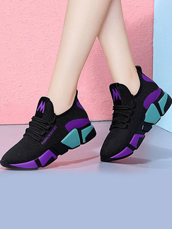 Black Violet And Green Canvas Round Toe Lace Up Rubber Shoes Shoes