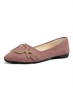 Pink Leather Pointed Toe Platform Flats