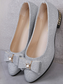 Gray Leather Pointed Toe Platform Flats