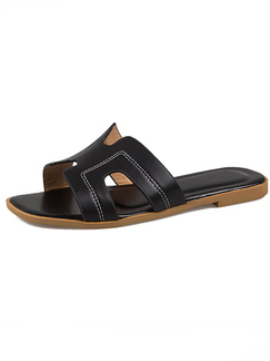 Black Leather Open Toe Platform Sandals