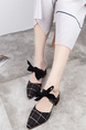 Black Fabric Pointed Toe Platform Chunky Heels