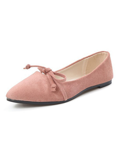 Pink Suede Pointed Toe Platform Lace Up Flats
