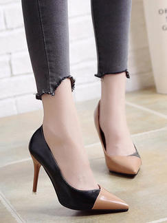 Black and Brown Patent Leather Pointed Toe Platform Stiletto Heels