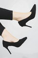Black Leather Pointed Toe Platform Stiletto Heels
