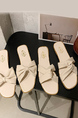 Beige Leather Open Toe Platform Slide Sandals
