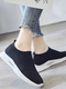 Black and White Fabric Round Toe Platform Slip On Rubber Shoes