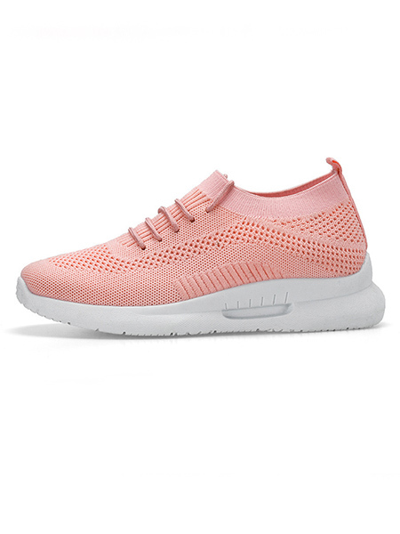 Pink and White Mesh Round Toe Platform Slip On Rubber Shoes