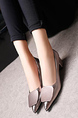 Gray Leather Pointed Toe Platform Chunky Heels