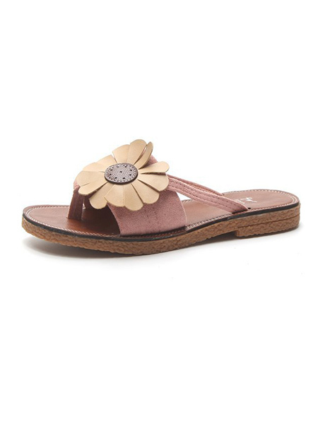 Pink and Brown Suede Open Toe Platform Sandal