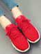Red Mesh Round Toe Platform Lace Up Rubber Shoes