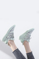 Light Green Mesh Round Toe Platform Lace Up Rubber Shoes