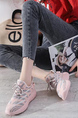 Pink Mesh Round Toe Platform Lace Up Rubber Shoes