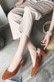 Apricot Fabric Pointed Toe Platform Chunky Heels