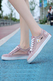 White and Pink Mesh Round Toe Platform Lace Up Rubber Shoes
