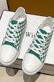 Green White Canvas Round Toe Platform Lace Up Rubber Shoes