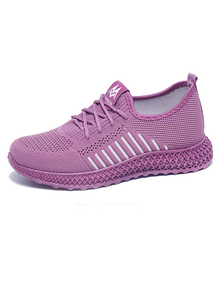 Purple Mesh Round Toe Platform Lace Up Rubber Shoes
