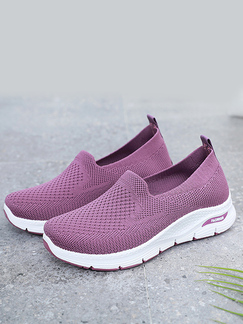 Purple Mesh Round Toe Platform Slip On Rubber Shoes
