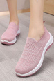 Pink Mesh Round Toe Platform Slip On Rubber Shoes