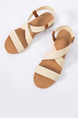 Beige Fabric Open Toe Platform Sandals