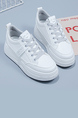 White Leather Round Toe Platform Lace Up Rubber Shoes
