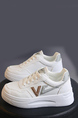 White Leather Round Toe Platform Lace Up Rubber Shoes